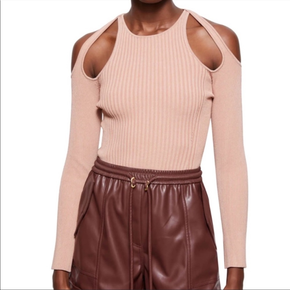 NWT Jonathan Simkhai Isabella Ribbed Cutout Shoulder Top